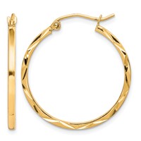 10K Yellow Gold 1.5x 25mm Diamond Cut Hoop Earrings view 1