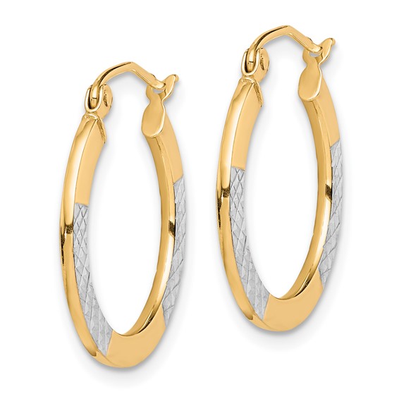 Gold Diamond-cut Flat Hoop Earrings