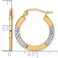 10K & Rhodium Diamond Cut 2.5x 20mm Hoop Earrings view 4