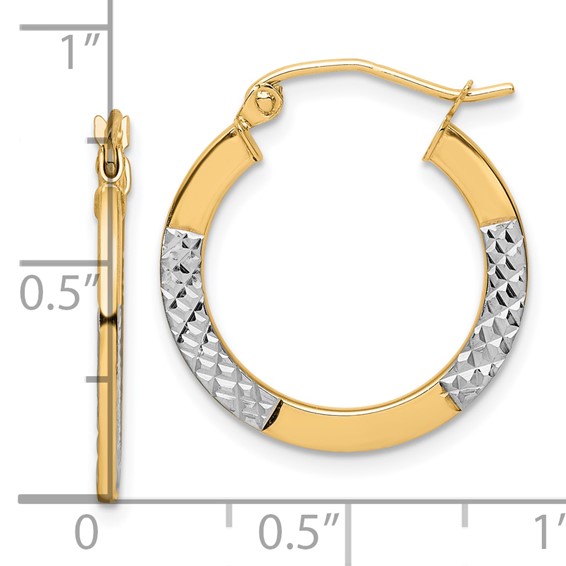 Gold Diamond-cut Flat Hoop Earrings