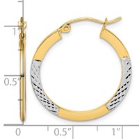 10K & Rhodium Diamond Cut 2.5x 20mm Hoop Earrings view 4