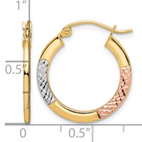 10K White & Rose Rhodium D C 2.5x 20mm Hoop Earrings view 4