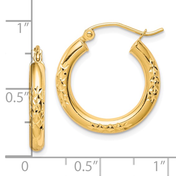 Gold Diamond-cut Tube Hoop Earrings