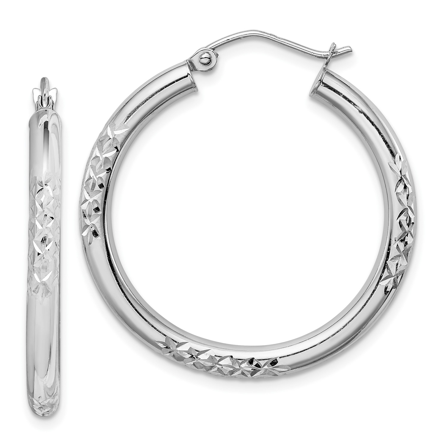 10k White Gold Cut 3mm Hoop Earrings Ebay 10k White Gold Cut 3mm Hoop Earrings 1 2in Diameter