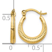 10K Yellow Gold Scalloped Textured Hollow Hoop Earrings view 4