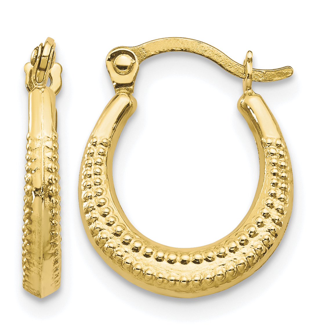 10K Scalloped Textured Hollow Hoop Earrings (10TC360)