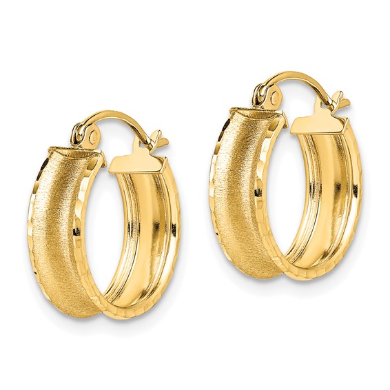 5mm Gold Satin Diamond-cut Hoop Earrings