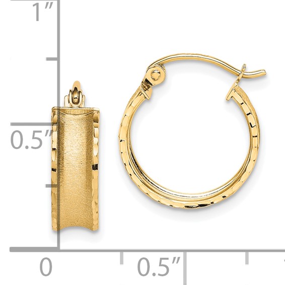 5mm Gold Satin Diamond-cut Hoop Earrings