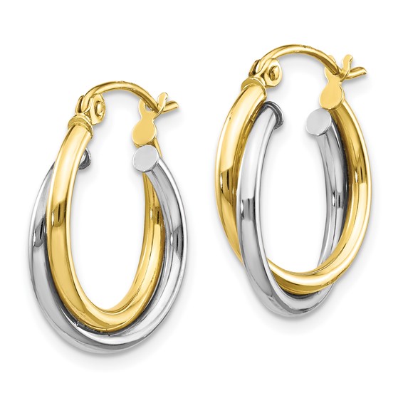 10K Two-tone Twist Hoop Earring