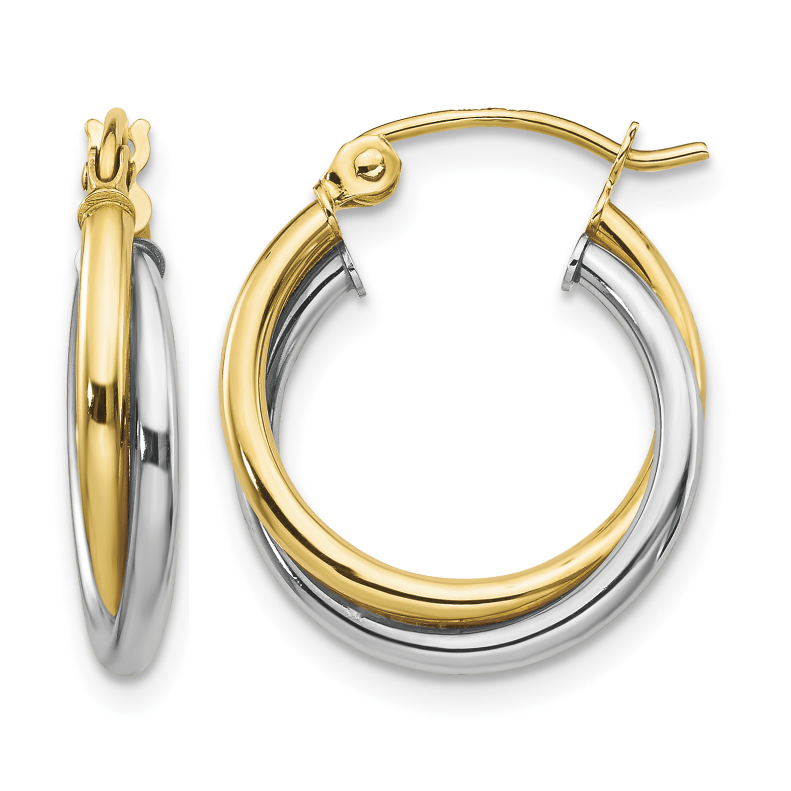 10K Two-tone Twist Hoop Earring (10TC365)