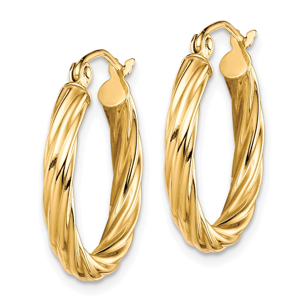 10k Polished 3mm Twisted Hoop Earrings (10TC384)