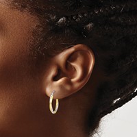 10K & Rhodium Diamond-cut 2.5mm Twisted Hoop Earrings view 3
