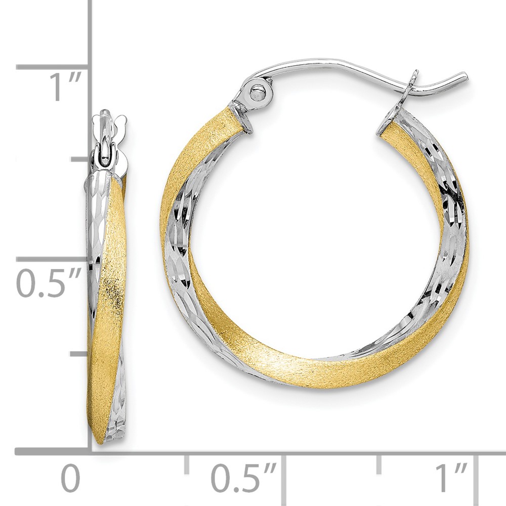 10k & Rhodium Diamond-cut 2.5mm Twisted Hoop Earrings (10TC386)