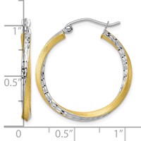 10K & Rhodium Diamond-cut 2.5mm Twisted Hoop Earrings view 4