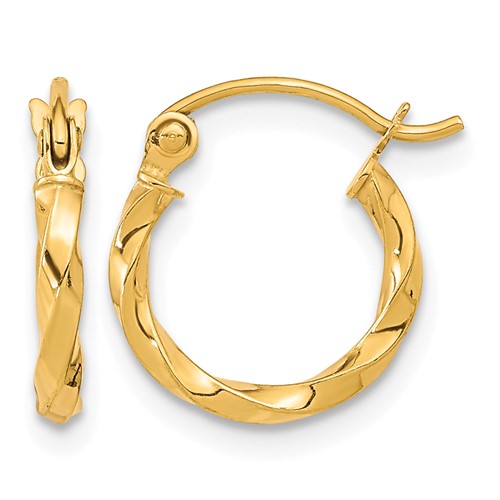 10K Yellow Gold Twist Polished Hoop Earring