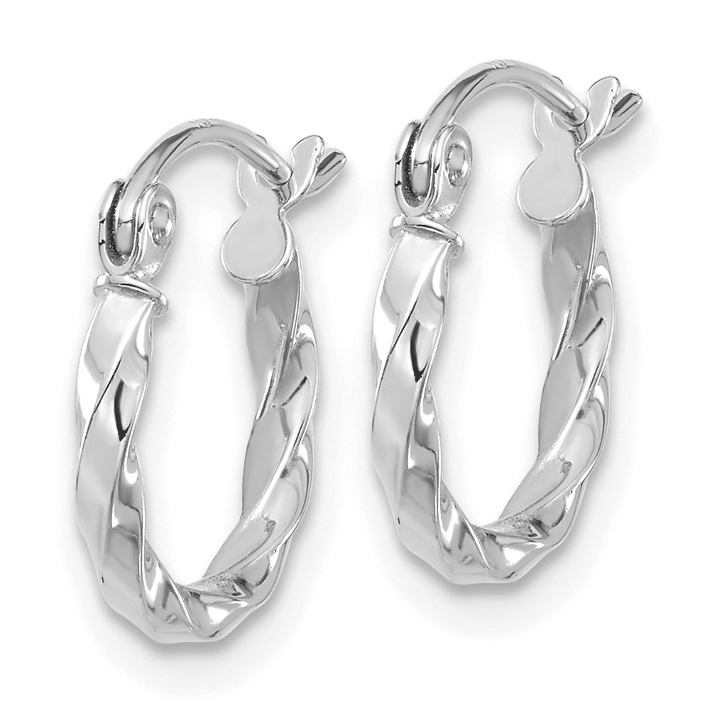 10k White Gold Twist Polished Hoop Earring (10TC388W)