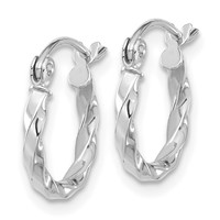 10K White Gold Twist Polished Hoop Earring view 2