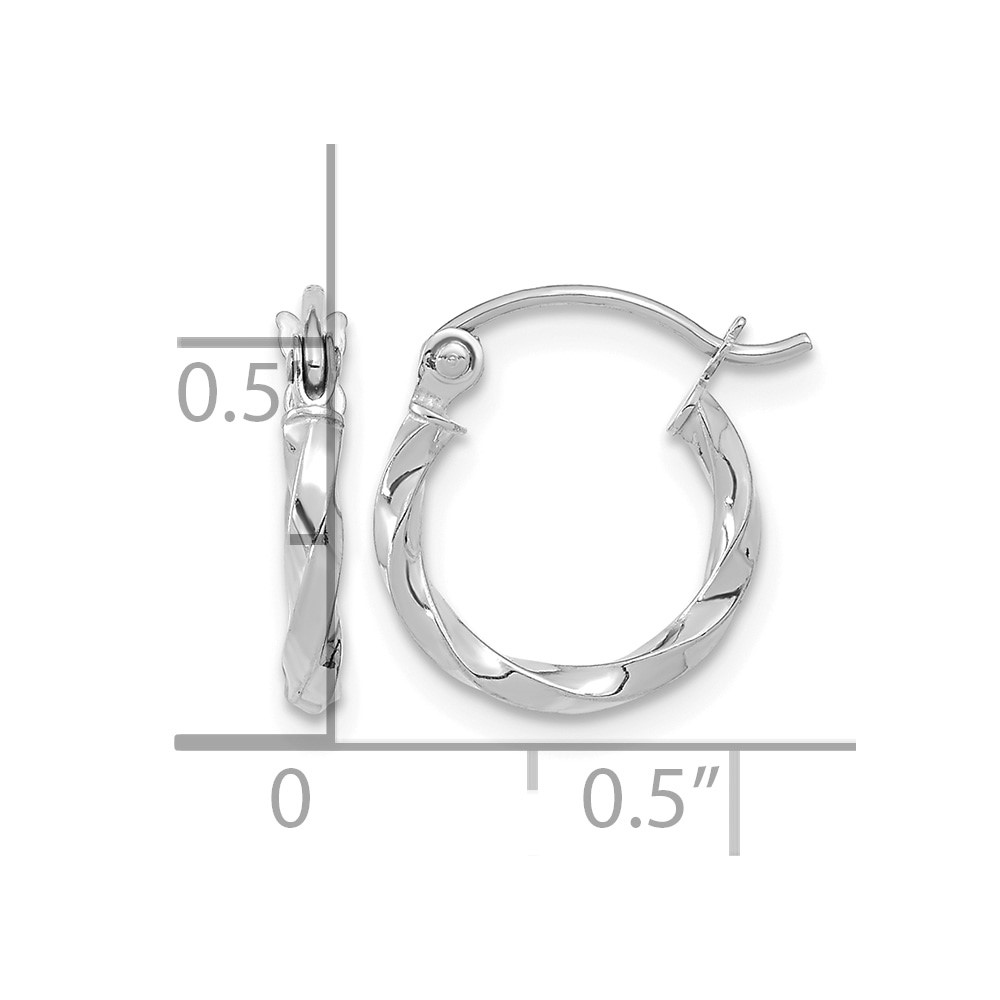 10k White Gold Twist Polished Hoop Earring (10TC388W)
