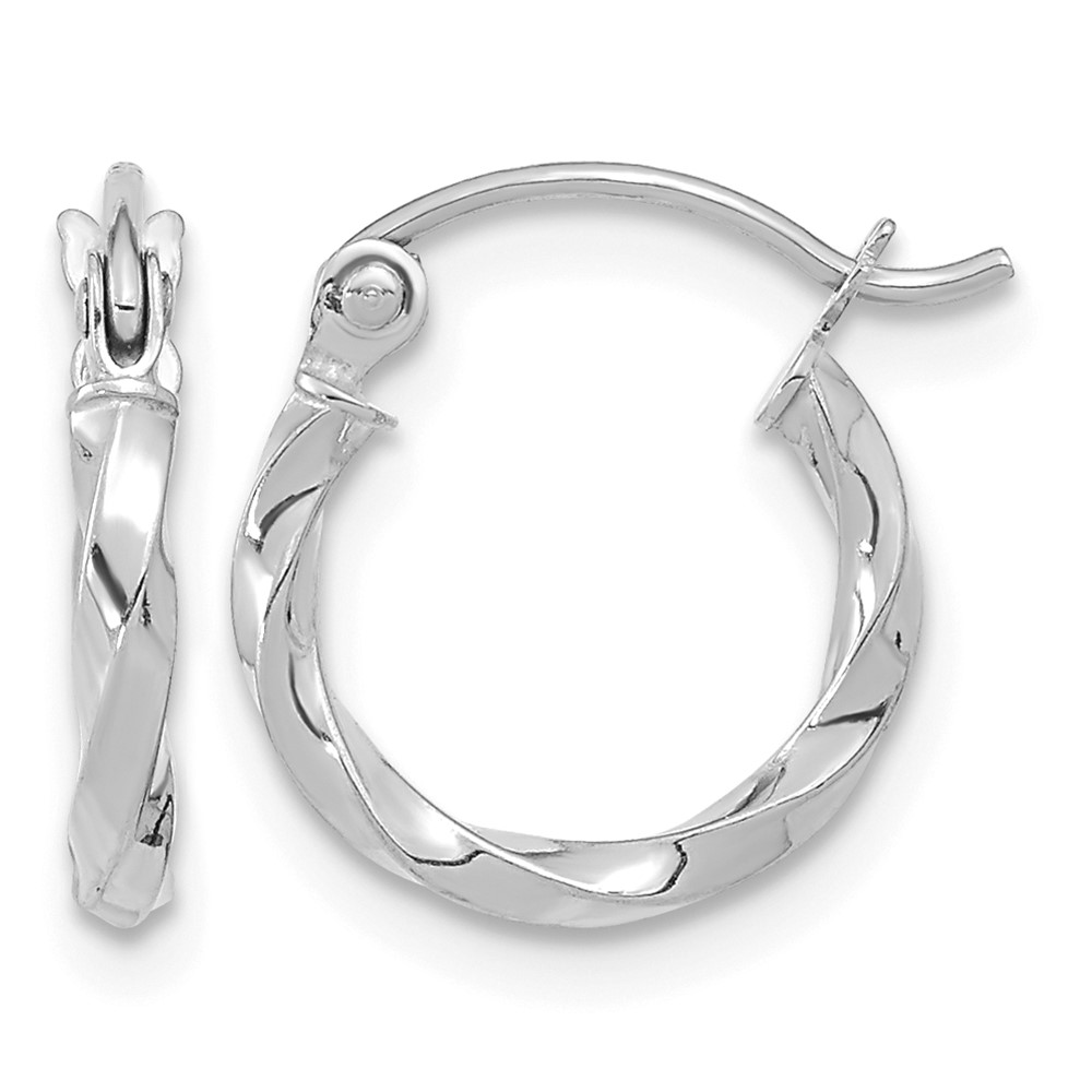 10k White Gold Twist Polished Hoop Earring (10TC388W)