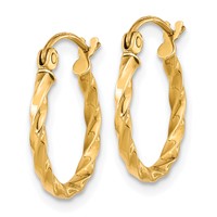 10K Yellow Gold Twist Polished Hoop Earring view 2