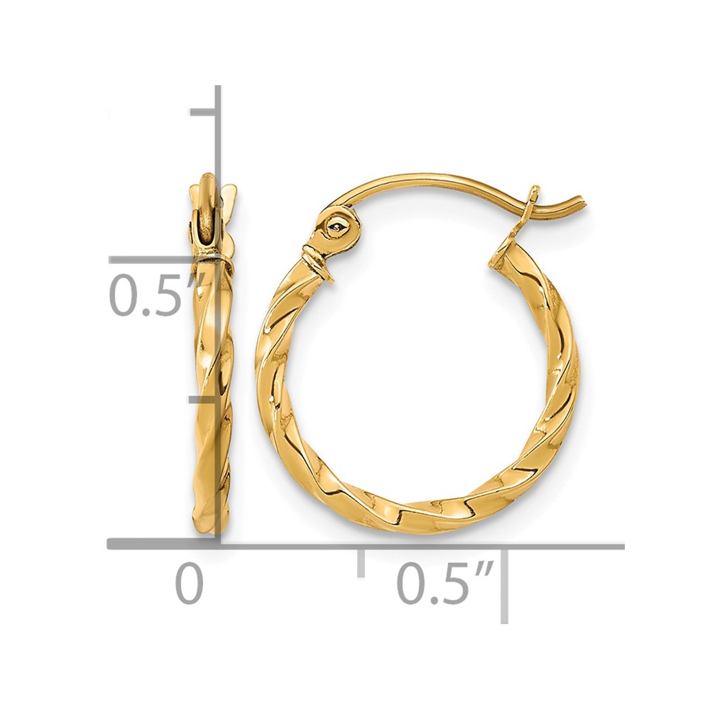 10k Twist Polished Hoop Earring (10TC389)