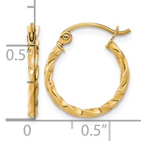 10K Yellow Gold Twist Polished Hoop Earring view 4