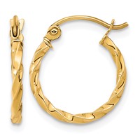 10K Yellow Gold Twist Polished Hoop Earring view 1