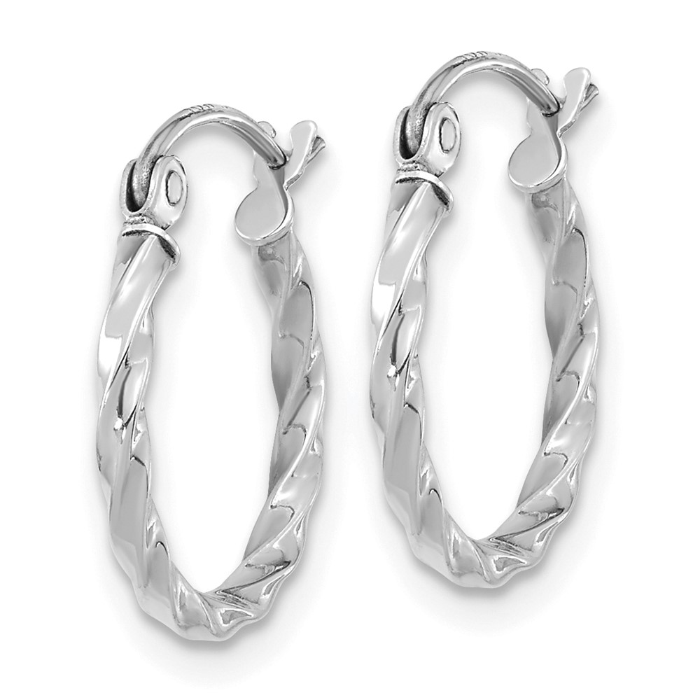 10k White Gold Twist Polished Hoop Earring (10TC389W)