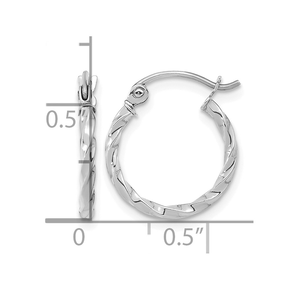 10k White Gold Twist Polished Hoop Earring (10TC389W)