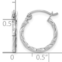 10K White Gold Twist Polished Hoop Earring view 3