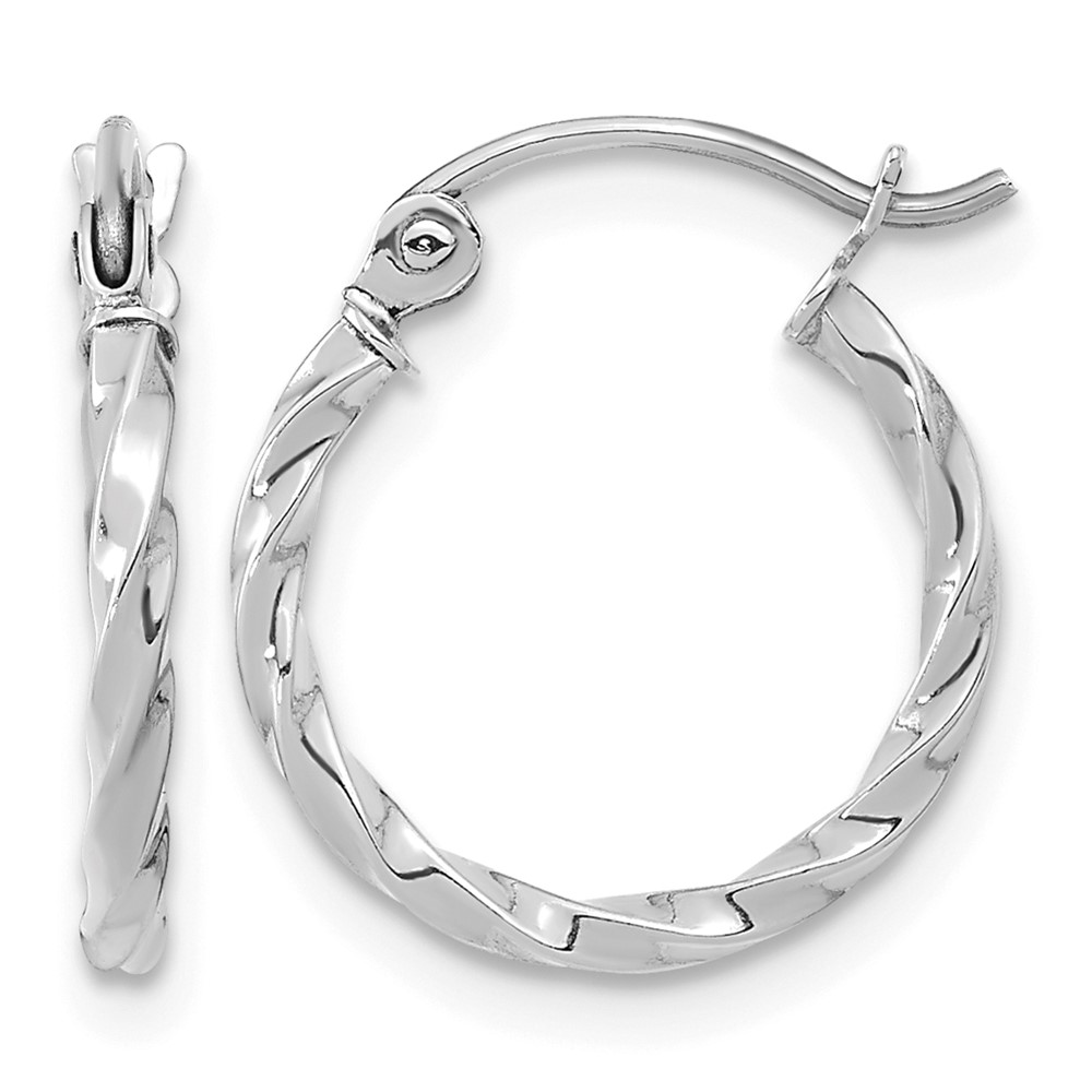 10k White Gold Twist Polished Hoop Earring (10TC389W)