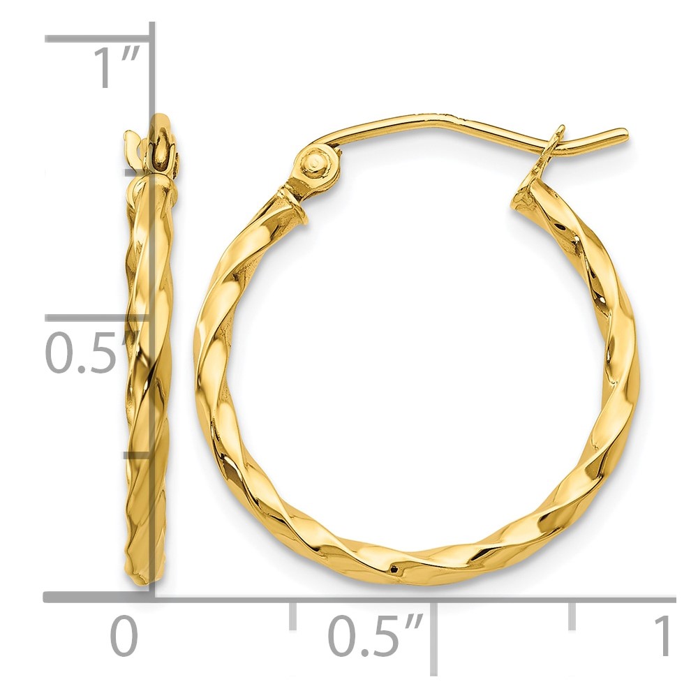10k Twist Polished Hoop Earring (10TC390)