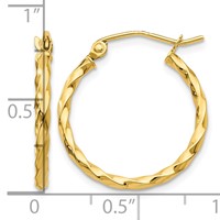 10K Yellow Gold Twist Polished Hoop Earring view 2