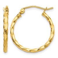 10K Yellow Gold Twist Polished Hoop Earring view 1