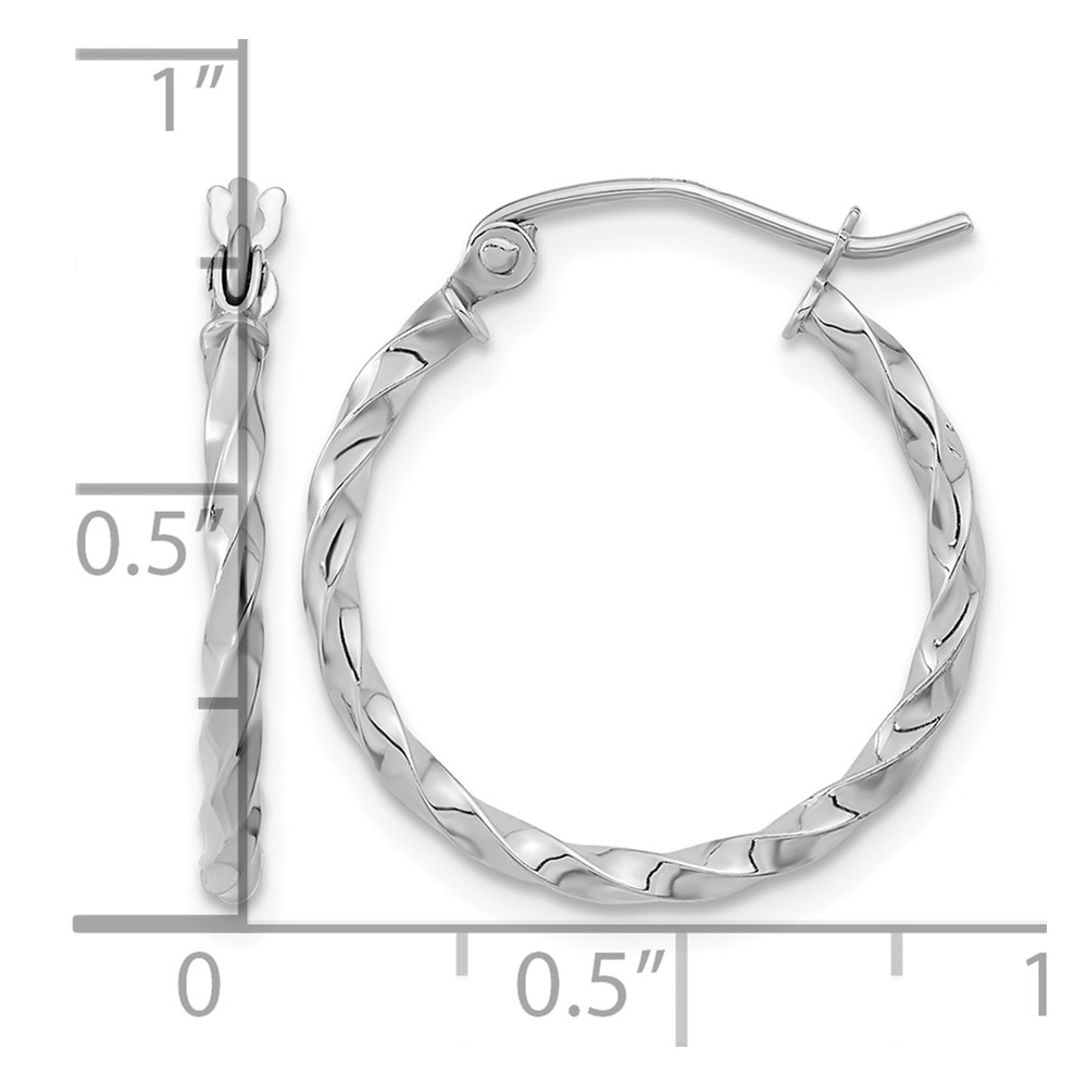 10k WG Twist Polished Hoop Earring (10TC390W)