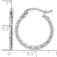 10K White Gold WG Twist Polished Hoop Earring view 4