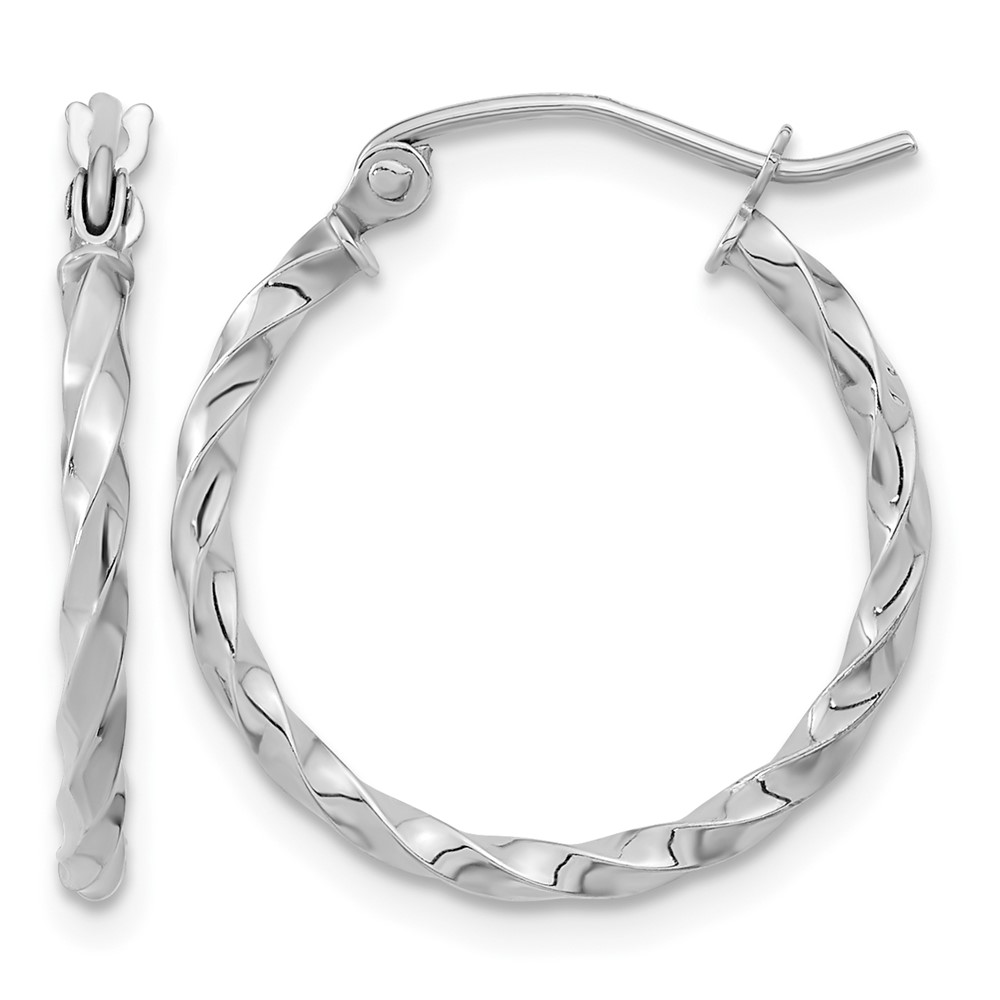 10k WG Twist Polished Hoop Earring (10TC390W)