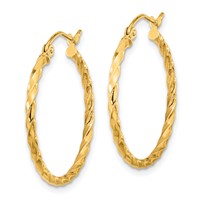 10K Yellow Gold Twist Polished Hoop Earring view 2