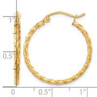 10K Yellow Gold Twist Polished Hoop Earring view 4
