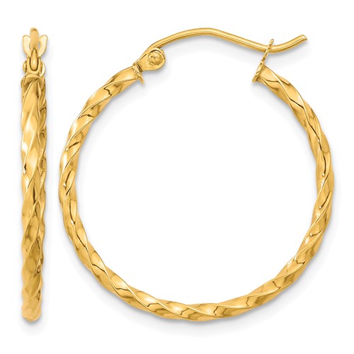 10K Yellow Gold Twist Polished Hoop Earring
