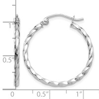 10K White Gold Twist Polished Hoop Earring view 2