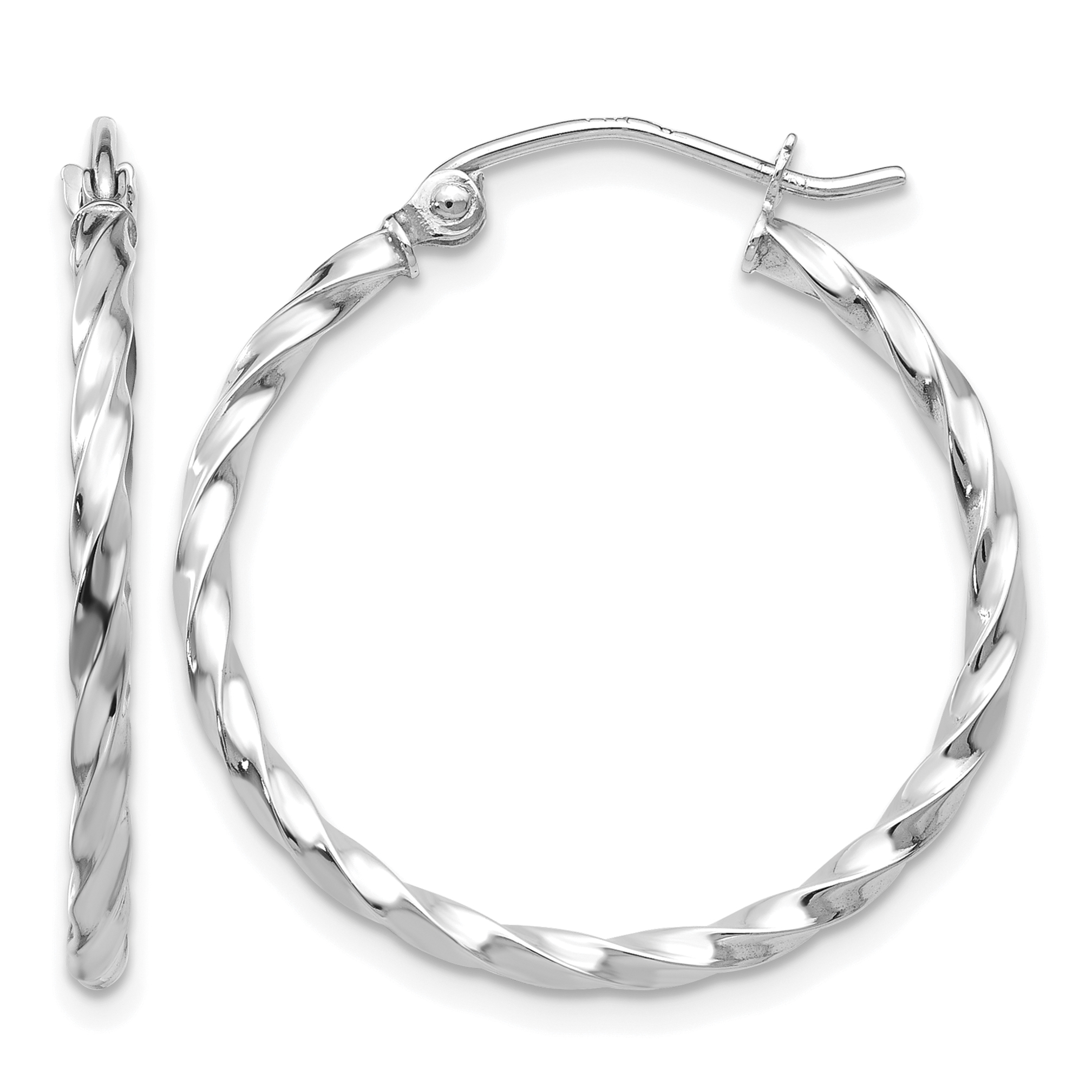 10k White Gold Twist Polished Hoop Earring (10TC391W)