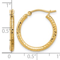 10K Yellow Gold Diamond-cut 2mm Round Tube Hoop Earrings view 4