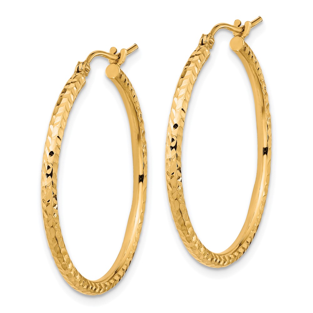 10k Diamond-cut 2mm Round Tube Hoop Earrings (10TC394)