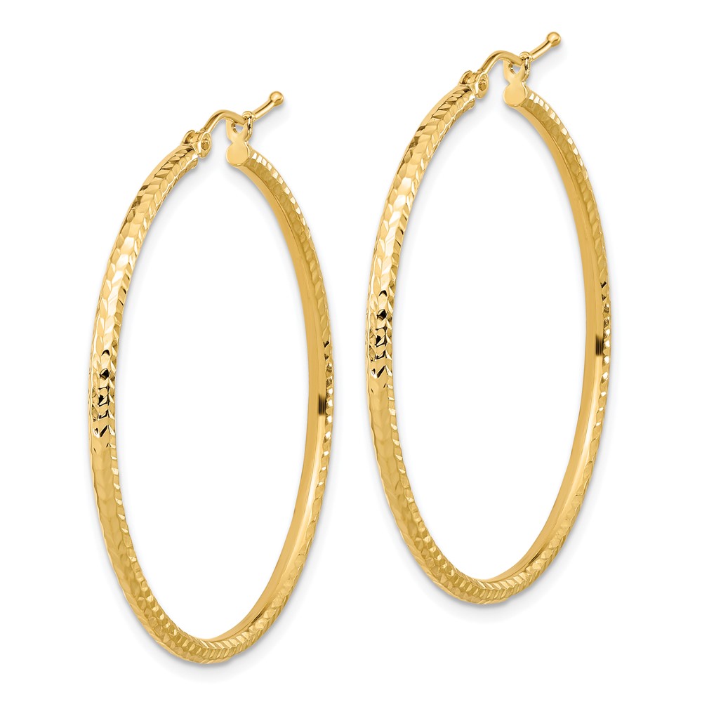 10k Diamond-cut 2mm Round Tube Hoop Earrings (10TC396)