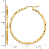 10K Yellow Gold Diamond-cut 2mm Round Tube Hoop Earrings view 4
