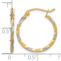 10K & Rhodium Hollow Twisted Hoop Earrings view 4