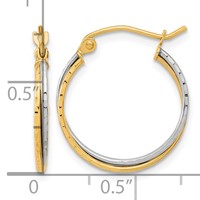 10K Two-tone Diamond-cut Twisted Double Hoop Earrings view 4