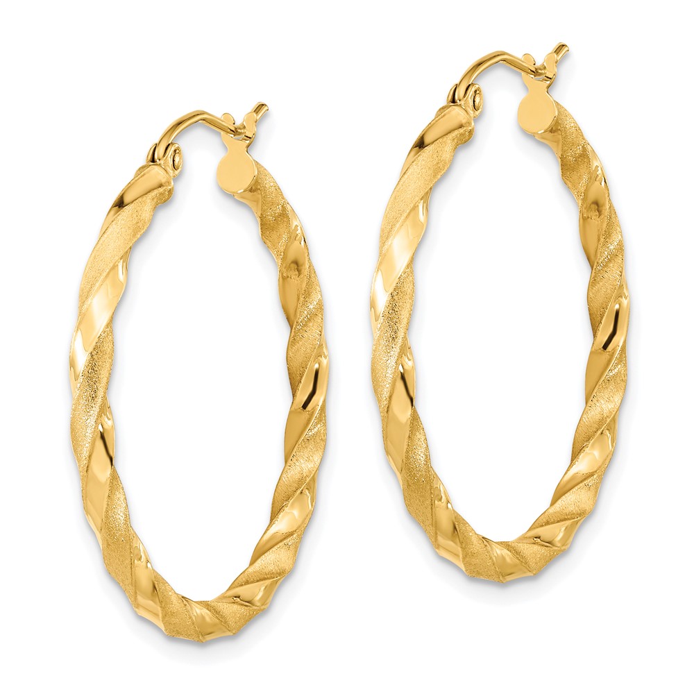 10k Polished & Satin Twisted Hoop Earrings (10TC402)