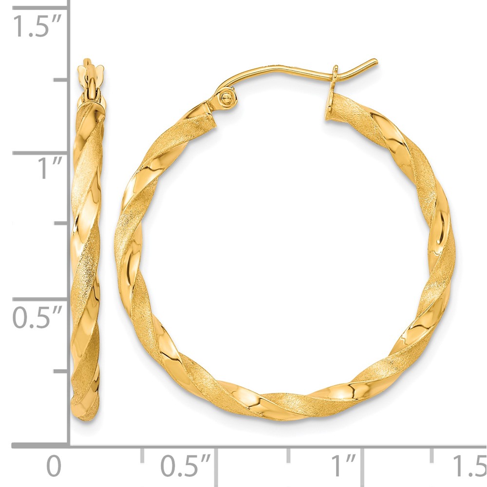 10k Polished & Satin Twisted Hoop Earrings (10TC402)